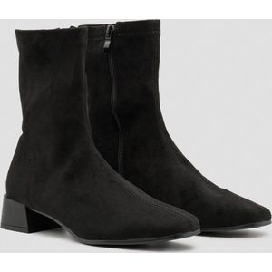 SmileFavorites® Sock boots met Hak - Zwart - Suedine - Maat 39