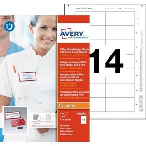 Naambadge Avery Office 43x81 10 x rood extra sterke magneet