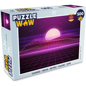 Puzzel Gaming - Neon - Retro - Paars - Zon - Gamen - Legpuzzel - Puzzel 500 stukjes