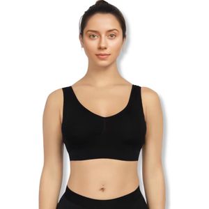 Comfort BH zonder beugel - Maat 3XL - Zwart - Met uitneembare bh vulling - Extra comfortabele Sport BH - Zwangerschaps bh - Beugelloze bh - met push up - Magic bra - met pads