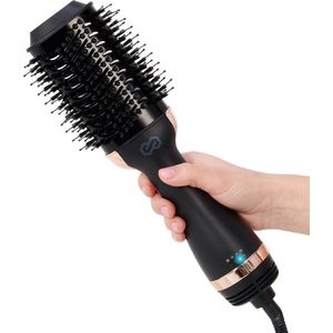 Infinity Goods 4-in-1 Föhnborstel - Keramische Magic Brush - Droog/Stijl/Krul/Volume - Kort En Lang Haar - 1200W - Zwart/Goud