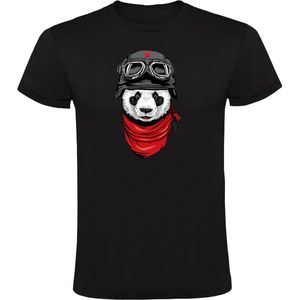 Panda met helm Heren T-shirt - dieren - schattig - cute - grappig