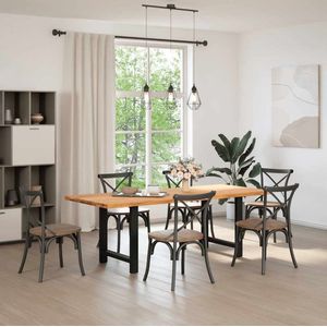 vidaXL Eettafel rechthoekig 220x90x74 cm massief eikenhout lichtbruin - Eettafel - Eettafels - Eetkamertafel - Keukentafel