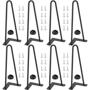 Allecto Plus - Set van 8 stuks Haarspeldpoten 12 Inch inclusief Schroeven en Vloerbeschermers - Metalen Tafelpoten voor Tafel en Koffietafel