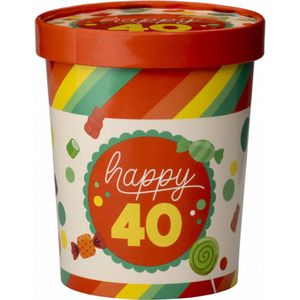 Snoeppot - 40 jaar - Candy Bucket - Gevuld met Snoep en Drop