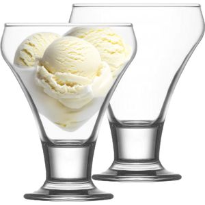IJcoupes/ijs/dessert serveer schaaltjes - op voet - set 6x stuks - glas - 300 ml - 10 x 13 cm