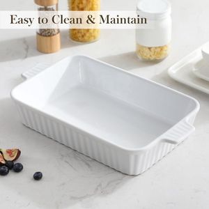 Series Bake, 3020ML Keramische Bakschaal Ovenschotel voor Oven, Grote Rechthoekige Bakvormen, Porselein Lasagne Pannen met Handvatten Wit