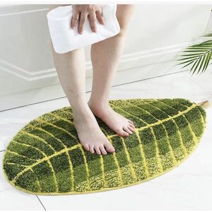 Badmat, groen, thuis, badmat, groen, bladeren, badkamer, tapijt, antislip, waterabsorptie, tapijt voor badkamer, keuken, woonkamer, slaapkamer, 45 x 75 cm
