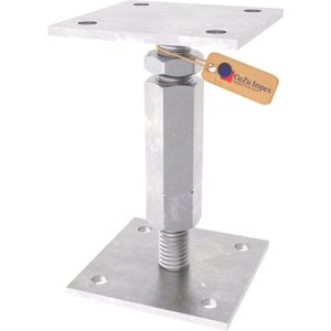 GEZU IMPEX Verstelbare Paaldrager Met Lange Moer En Borgmoer 100 x 100 mm Gegalvaniseerd