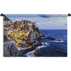 Wandkleed Cinque Terre - Cinque Terre verlicht tijdens de schemering in Italië Wandkleed katoen 150x100 cm - Wandtapijt met foto