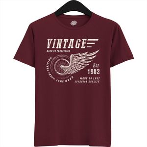 A Vintage Motorcycle Addict Est 1983 | Retro Verjaardag Motor Cadeau Shirt - T-Shirt - Unisex - Burgundy - Maat L