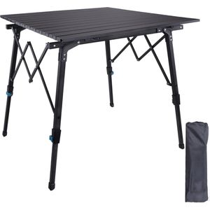 Draagbare opvouwbare campingtafel, in hoogte verstelbare ultralichte aluminium tafel met tas voor buiten, picknick, vissen achtertuin en thuisgebruik (zwart)