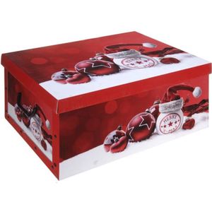 Rode kerstballen/kerstversiering opbergbox 51 x 37 cm