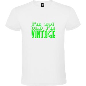 Wit T-Shirt met “ I'm not Old I'm Vintage “ print  Groen Size XL