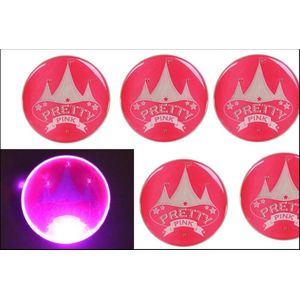 6x Toppers Button met lampjes Pretty Pink + 6x Foam stick led pink Circus