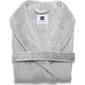 Heerlijk Zachte Unisex Fleece Badjas Lang Model Licht Grijs | S | Comfortabel En Luxe | Met Ceintuur, Zakken En Kraag