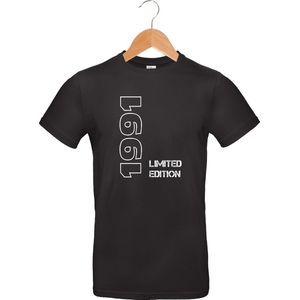 Limited Edition 1991 - T-shirt - 100% katoen - leeftijd - geboortejaar - verjaardag en feest - cadeau - kado - unisex - zwart - maat L