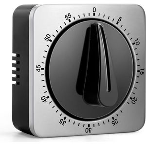 Mechanische Keukentimer met Luid Alarm - Roestvrijstalen Kookklok met Magnetische Achterkant - Aftelherinnering - Geen Batterijen Nodig