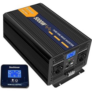 5000W Omvormer - Zuivere Sinus 24V naar 230V met LCD Afstandsbediening en USB Poorten