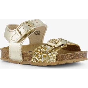 Groot leren meisjes sandalen met glitter goud - Maat 19