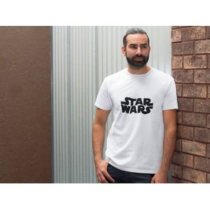 Rick & Rich - T-Shirt Star Wars Logo Black 2 - T-Shirt Star Wars - Wit Shirt - T-shirt met opdruk - Shirt met ronde hals - T-shirt Man - T-shirt met ronde hals - T-shirt maat XXL