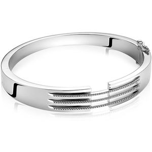 Mart Visser by ZINZI zilveren strakke bangle armband 11mm, drie banen bezet met witte zirconia's MVA18