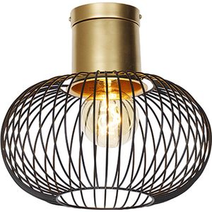 QAZQA mayelle - Industriele Plafondlamp - 1 lichts - Ø 33 cm - Zwart Goud - Industrieel - Woonkamer | Slaapkamer | Keuken