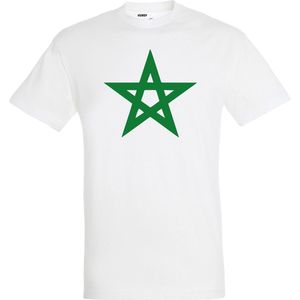 T-shirt Ster Marokko Groot | Rood Marokko Shirt | WK 2022 Voetbal | Morocco Supporter | Wit | maat 5XL