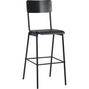 vidaXL Barstoelen - Set van 4 - Zwart Staal & Multiplex Barstooi - Barkrukken - Zwarte Barstoelen - Eetkamerstoelen - Keukenstoelen