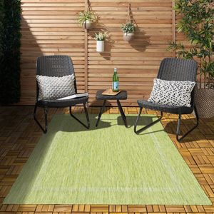 Flycarpets Capri Buitentapijt - Buitenkleed - Vloerkleed Voor Binnen & Buiten - Weer en UV bestendig - Perfect voor Balkon, Terras en Serre - Groen - 80x150 cm