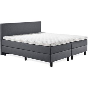 Boxspring Luxe 120x210 Glad Antraciet Lederlook