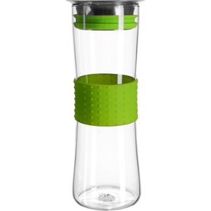 Glazen karaf met siliconen hoes, 1 liter, waterkaraf van gehard glas met praktisch handvat - groen