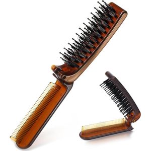 Opvouwbare draagbare haarborstel met nylon borstelharen en fijne tanden - Mini-natte borstel voor mannen, vrouwen en kinderen met alle haartypes