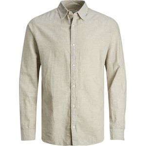 Jack & Jones - Heren Overhemden Linen Blend - Beige - Maat XL