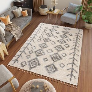 Tapiso Versay Fringes Vloerkleed Hoogpolig Boho Tapijten Maat- 200x300