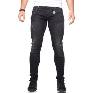 Jeans heren - LEYON Denim White Spots -  Blauw - Spijkerbroek - Slim Fit - W36 L33