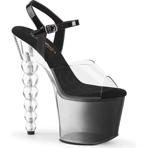 Pleaser - BLISS-708-1BC Sandaal met enkelband, Paaldans schoenen - US 11 - 41 Shoes - Zwart/Transparant