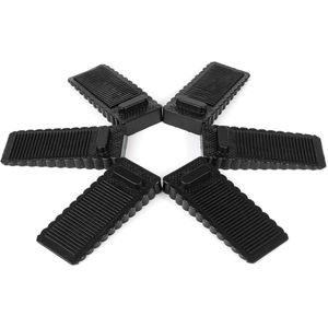 6x Antislip Rubberen Deurstoppers | Siliconen Door Stopper voor Alle Vloeren | Stapelbare Deurwig om Alle Deuren in Keuken Kantoor Voordeur Kelder te Bevestigen | Zwart
