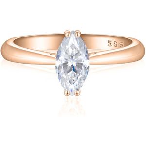 Liana - 14k Roségouden Marquise Solitair Moissanite Ring - 1 karaat