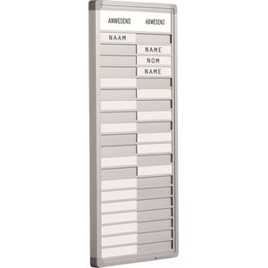 Aanwezigheidsbord 10 personen - RVS - Afwezigheidsbord - Sliders - Presentatiebord - 29x24cm