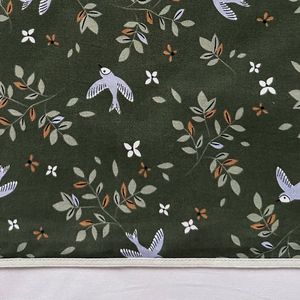 BINK Bedding Ledikantlaken Merel 100 x 150 cm laken voor ledikant - vogel - bloemen - lila - groen - caramel