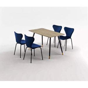 COMBINATIE DEAL - Femme Vlinderstoelen Royal Blue in set van 4 + Maki Eettafel | Direct Leverbaar