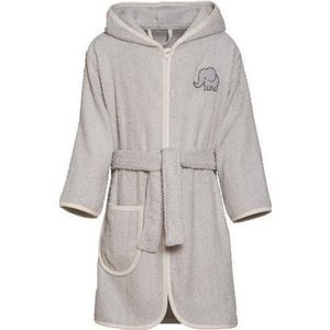 Grijze badjas/ochtendjas olifant borduursel voor kinderen - Playshoes kinder badstof badjas 98/104 (4-5 jr)