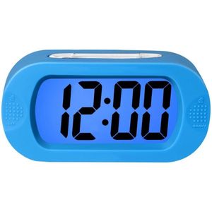 New Age Devi - Schokbestendige LCD Digitale Wekker Siliconen Omhulsel Lichtsensor Snooze-functie Batterij-aangedreven Geschikt voor Kinderen en Studenten Luide Wekker Blauw Perfect Cadeau voor Jongens en Meisjes