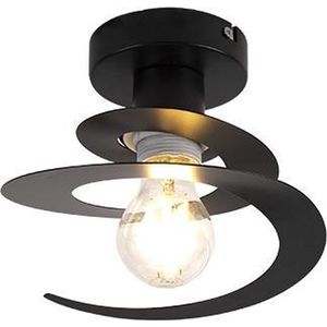QAZQA scroll - Moderne Plafondlamp - 1 lichts - Ø 200 mm - Zwart - Woonkamer | Slaapkamer | Keuken