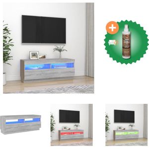 vidaXL Tv-meubel met LED-verlichting 100x35x40 cm grijs sonoma eiken - Kast - Inclusief Houtreiniger en verfrisser