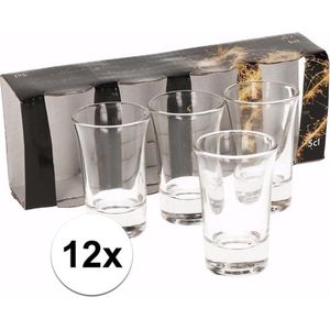 12x shotglazen / borrelglaasjes - 5 cl - glas
