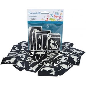 Superstar Glitter Tattoo Stencils XL Dieren / Animal 24 stuks (98812)