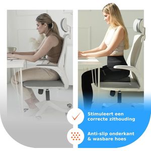 Comfortabel wigkussen voor bureaustoel - Ergonomisch zitkussen stoel - Stevig, vormvast - Modern schuimrubberen zitkussen, stoelverhoger, wigkussen kantoor, auto - DYNMC YOU Premium Design, Zwart