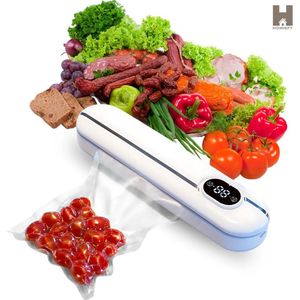 Homiefy - Vacumeermachine met 10 zakken - Compacte Vacuümmachine - Seal Apparaat - Vacuüm Sealer - Seal Apparaat - Ideaal voor Vis, Vlees & Groentes - Foodsaver - Houdbaar voedsel - incl. 10 Vacuumzakken
